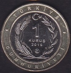 2019 Yılı 1 Kuruş Anadoluya Özgü Kuşlar ORMAN TOYGARI Çil Bimetal Çerçeve Sarı