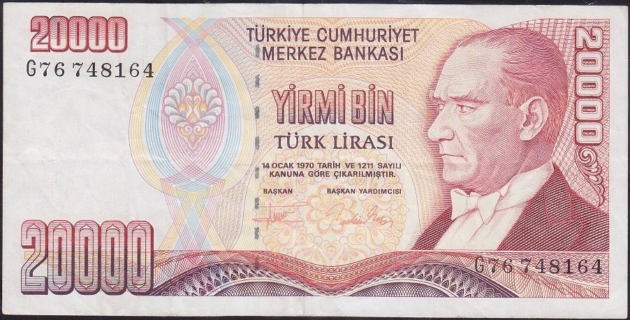 7.Emisyon 2.Tertip 20000 Lira G76 748164 Çok Temiz