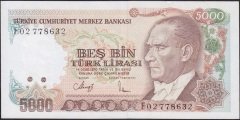 7.Emisyon 3.Tertip 5000 Lira F02 778632 Çok Temiz +