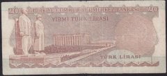 6.EMİSYON 1.TERTİP 20 LİRA A31 169582 TEMİZ (YIKANMIŞ)