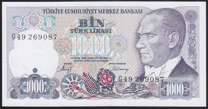 7.EMİSYON 2.TERTİP 1000 LİRA G49 269087 ÇİLALTI
