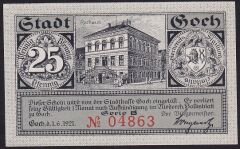 Almanya 25 Pfennig Notgeld 1921 Çil Filigranlı