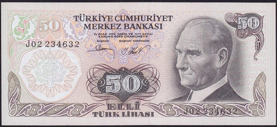 6.Emisyon 2.Tertip 50 Lira J02 234632 Çilaltı Çil