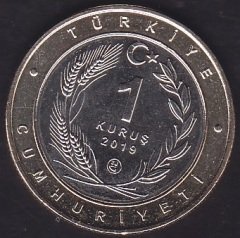 2019 Yılı 1 Kuruş Anadoluya Özgü Kuşlar SARI KOCAGÖZ Çil Bimetal Çerçeve Sarı