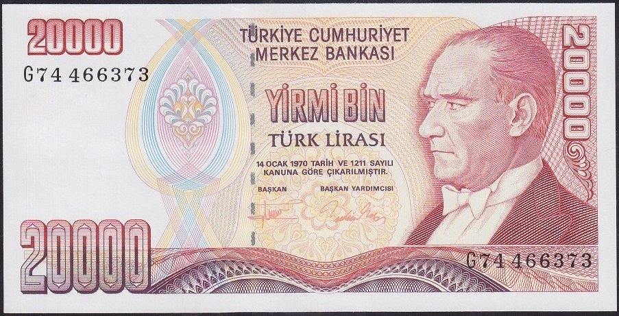 7.Emisyon 2.Tertip 20000 Lira G74 466373 Çilaltı