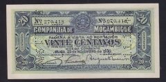 Mozambik 20 Centavos 1933 İptal Delikli Çilaltı Çil