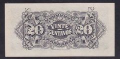 Mozambik 20 Centavos 1933 İptal Delikli Çilaltı Çil