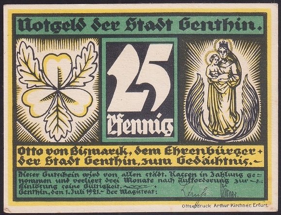 ALMANYA 25 PFENNİNG NOTGELD 1921 ÇİL