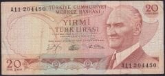 6.Emisyon 1.Tertip 20 Lira A11 204450 Çok Temiz
