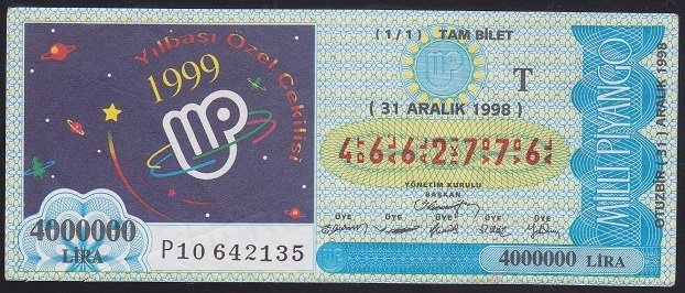 1998 31 ARALIK TAM BİLET eski para alan yerler