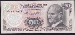 6.Emisyon 2.Tertip 50 Lira J01 777894 Çilaltı