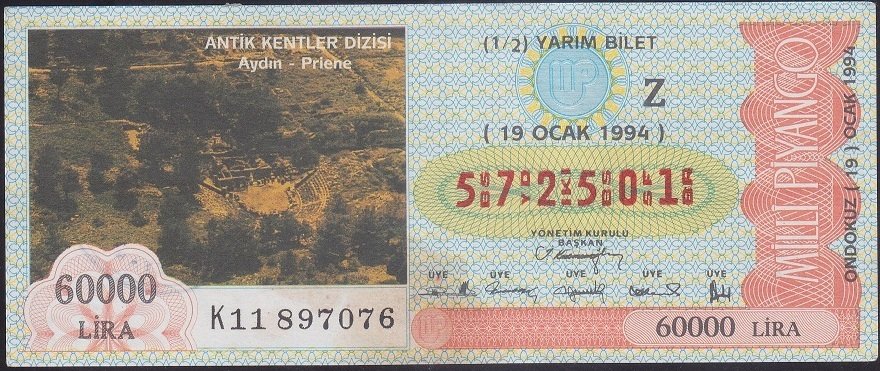 1994 19 OCAK YARIM BİLET - Z SERİSİ