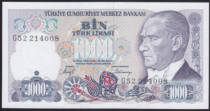 7.EMİSYON 2.TERTİP 1000 LİRA G52 214008 ÇİLALTI ÇİL