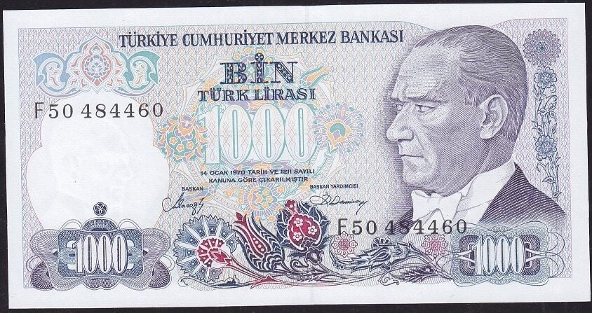 7.Emisyon 2.Tertip 1000 Lira F50 484460 Çil