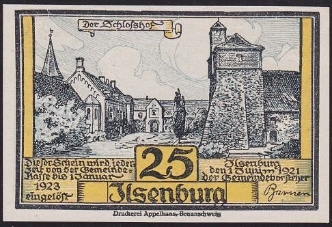 Almanya 25 Pfennig Notgeld 1923 Çil