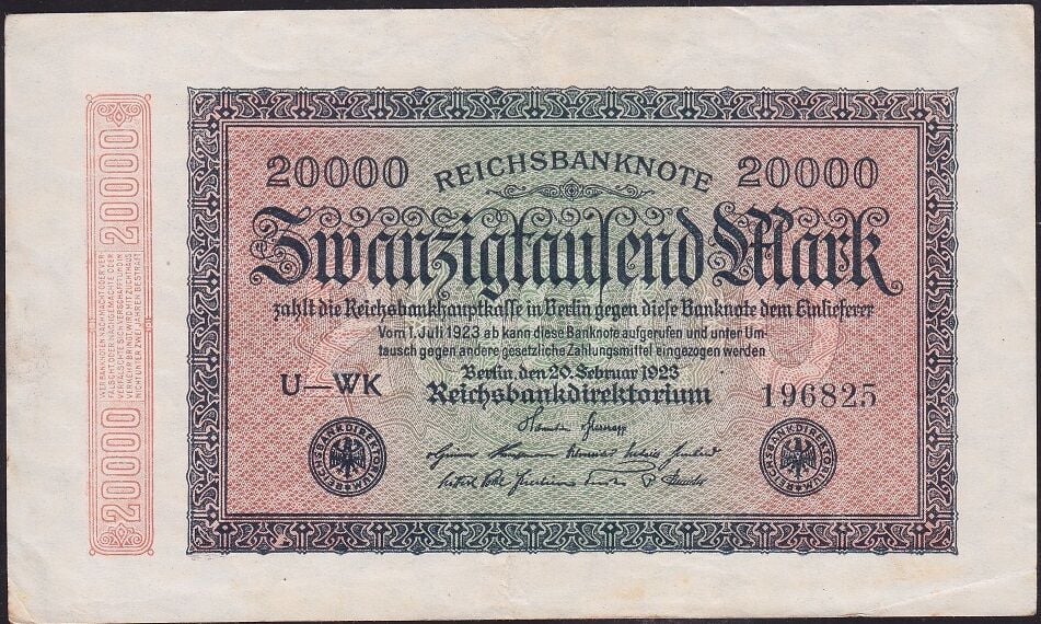 Almanya 20.000 Mark 1923 Çok Çok Temiz