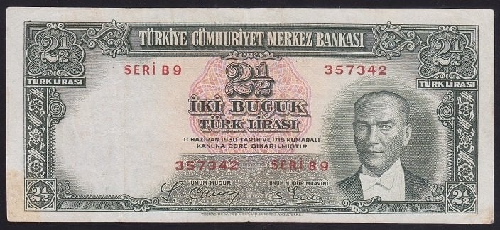 2.EMİSYON 2.5 LİRA B9 357342 ÇOK TEMİZ +