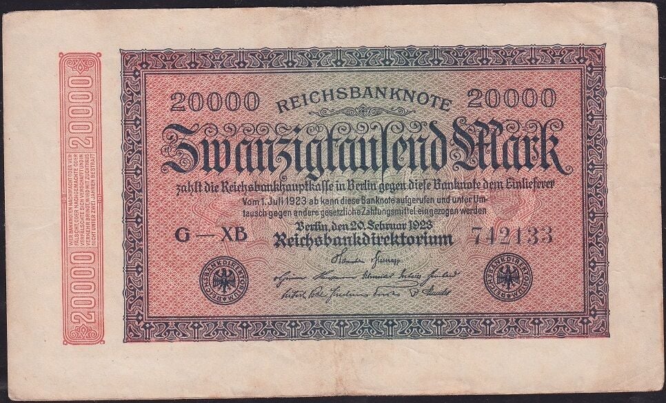 Almanya 20.000 Mark 1923 Çok Çok Temiz