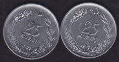 1977 Yılı 25 Kuruş (Ters Düz Takım)