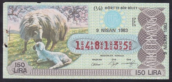 1983 9 NİSAN ÇEYREK BİLET - E SERİSİ