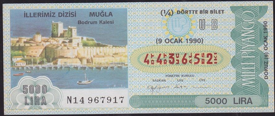 1990 9 Ocak Çeyrek Bilet - U-B Serisi