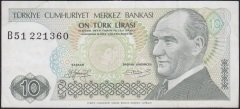 7.Emisyon 1.Tertip 10 Lira B51 221360 Çok Çok Temiz