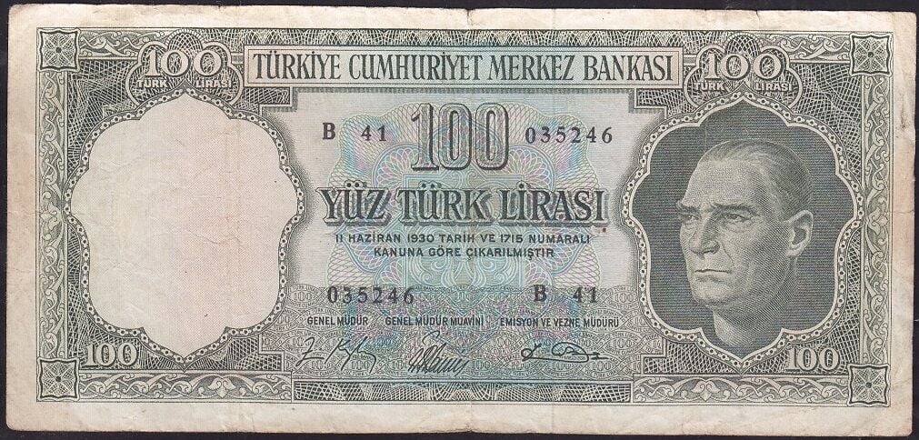 5.Emisyon 5.Tertip 100 Lira B41 035246 Çok Temiz