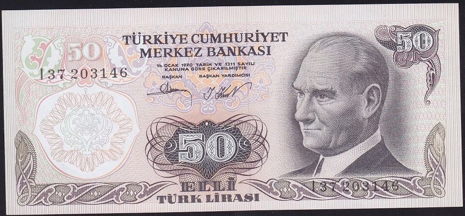 6.Emisyon 2.Tertip 50 Lira I37 203146 Çilaltı Çil