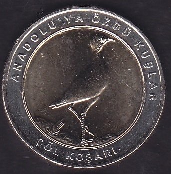 2019 Yılı 1 Kuruş Anadoluya Özgü Kuşlar ÇÖL KOŞARI Çil Bimetal Göbek Sarı