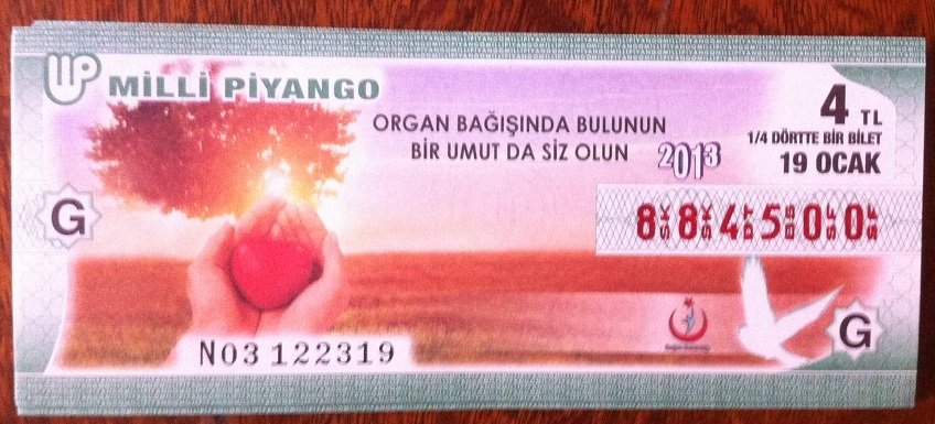 2013 19 OCAK ÇEYREK BİLET - DESTE (72 ADET)