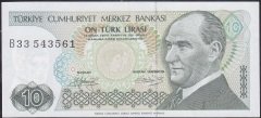 7.Emisyon 1.Tertip 10 Lira B33 543561 Çok Çok Temiz + Kısa Kaş
