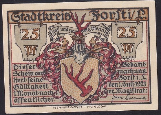 ALMANYA 25 PFENNİNG NOTGELD 1921 ÇİLALTI ÇİL