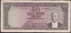 5.Emisyon 6.Tertip 50 Lira L17 009883 Çok Temiz