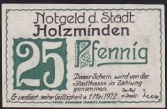 Almanya 25 Pfennig Notgeld 1922 Çil