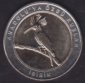 2019 Yılı 1 Kuruş Anadoluya Özgü Kuşlar İBİBİK Çil Bimetal Göbek Sarı