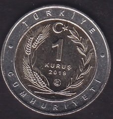 2019 Yılı 1 Kuruş Anadoluya Özgü Kuşlar İBİBİK Çil Bimetal Göbek Sarı