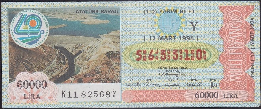 1994 12 MART YARIM BİLET - Y SERİSİ