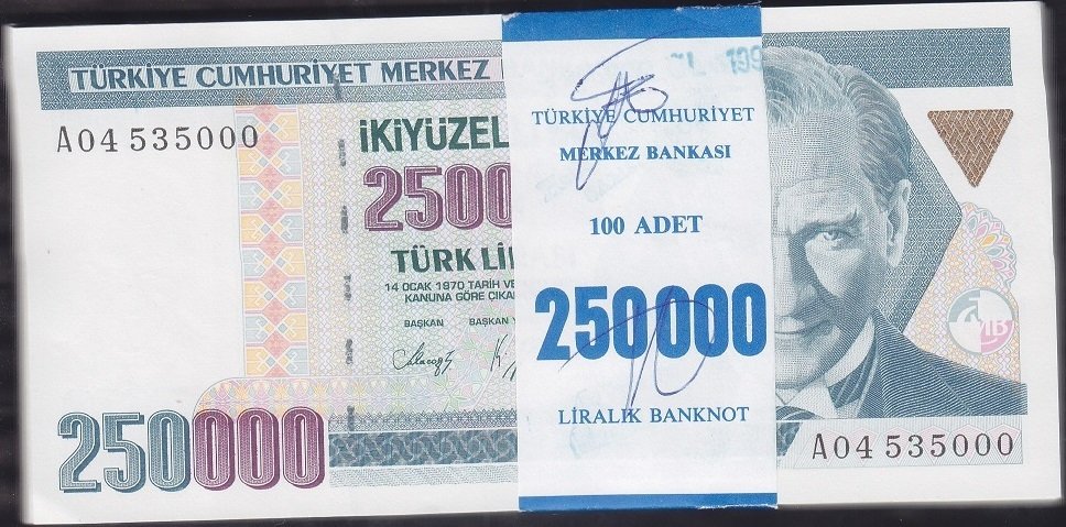 7.Emisyon 1.Tertip 250000 Lira A04 Deste Çil (Atlamalar var )