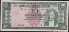 5.Emisyon 6.Tertip 10 Lira B51 466081 Çok Temiz