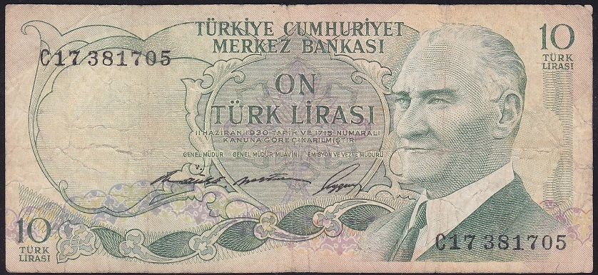 6.Emisyon 1.Tertip 10 Lira C17 381705 Çok Temiz