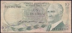 6.Emisyon 1.Tertip 10 Lira C17 381705 Çok Temiz