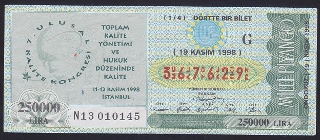 1998 19 KASIM ÇEYREK BİLET