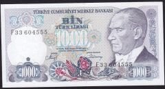 7.Emisyon 2.Tertip 1000 Lira F33 604555 Çil