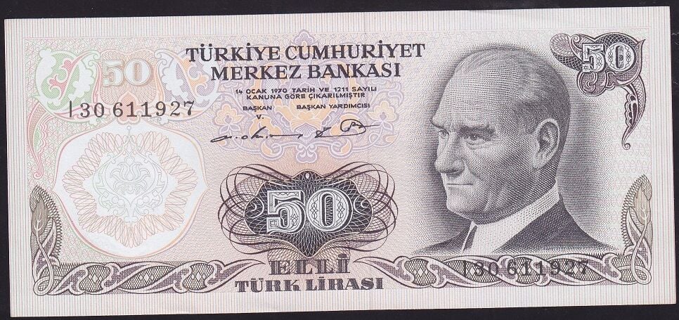 6.Emisyon 1.Tertip 50 Lira I30 611927 Çilaltı Çil