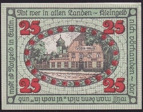 Almanya 25 Pfennig Notgeld 1920 Çilaltı Çil