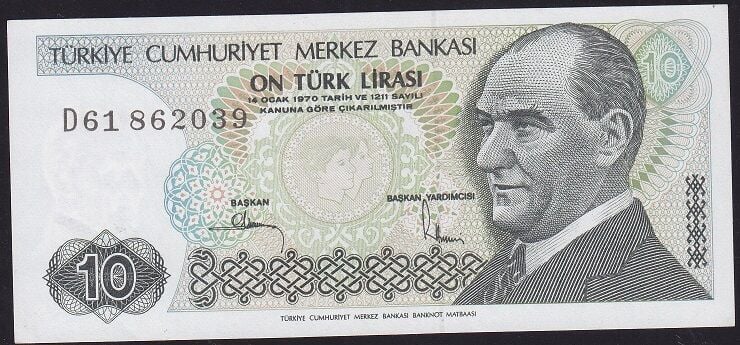 7.Emisyon 2.Tertip 10 Lira D61 862039 Çilaltı