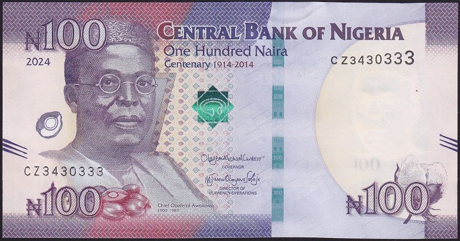 Nijerya 100 Naira 2024 Çil Hatıra 100.Yıl 3430333