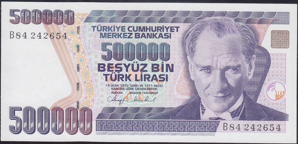 7.EMİSYON 1.TERTİP 500000 LİRA B84 242654 ÇİLALTI