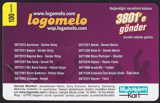 Turkcell Muhabbet Kart 100 Kontör 2010