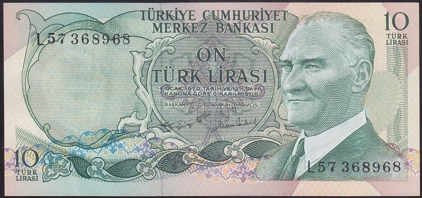 6.EMİSYON 2.TERTİP 10 LİRA L57 368968 ÇİLALTI ÇİL